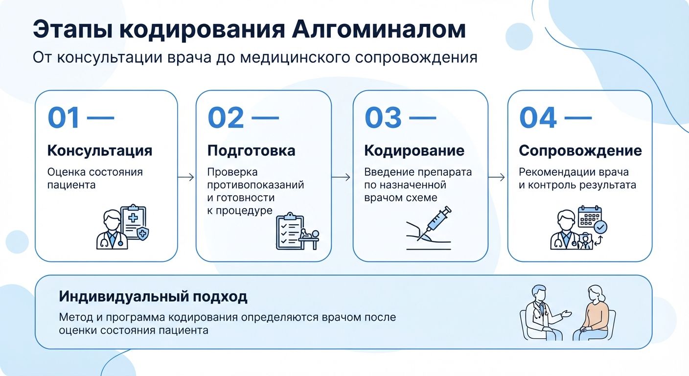 Кодирование препаратом «Алгоминал» в Белгороде инфографика